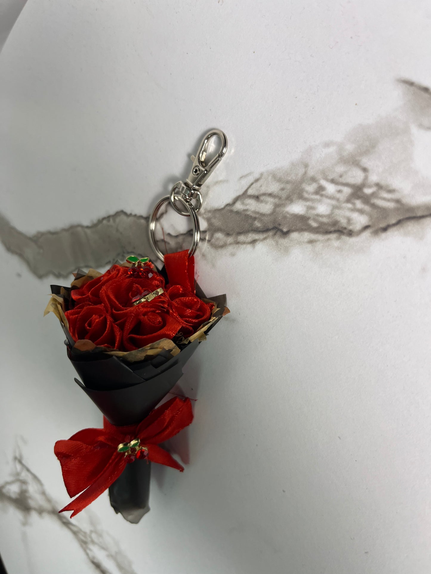 Cheetah print & Cherry bouquet keychain