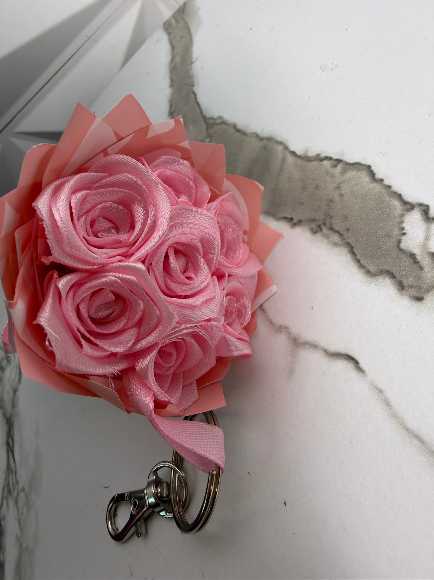 Pink dior bouquet keychain