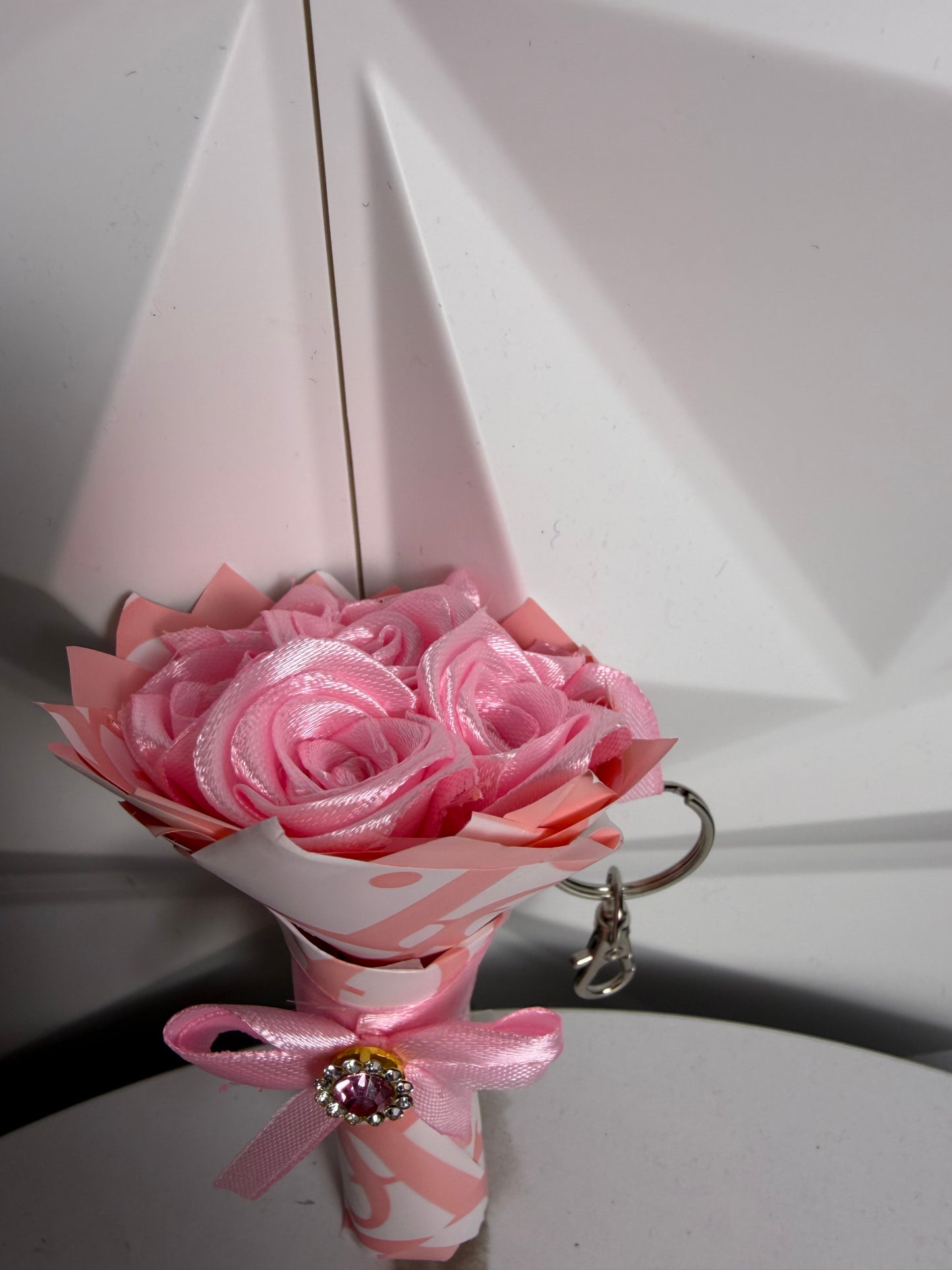 Pink dior bouquet keychain