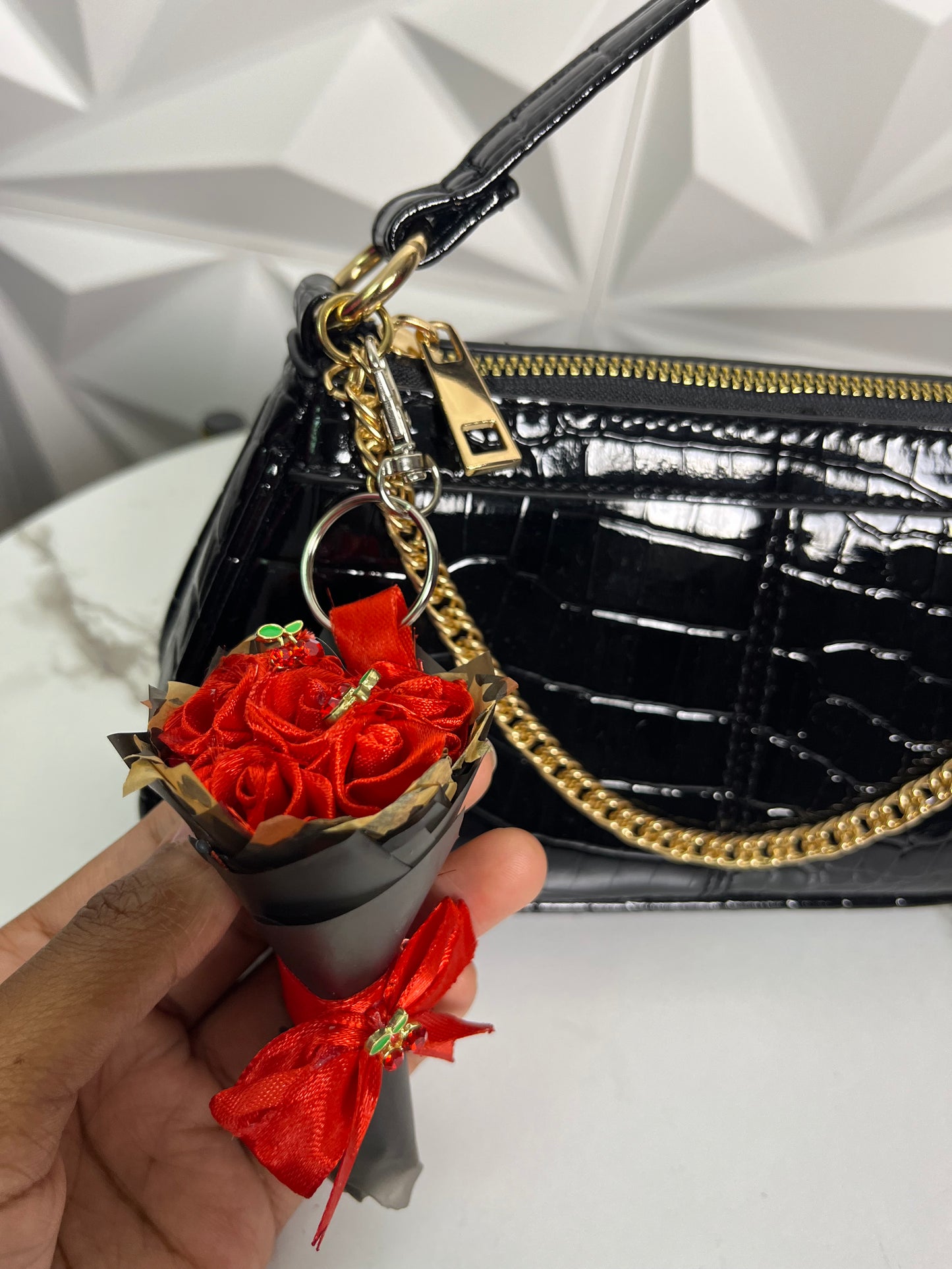 Cheetah print & Cherry bouquet keychain